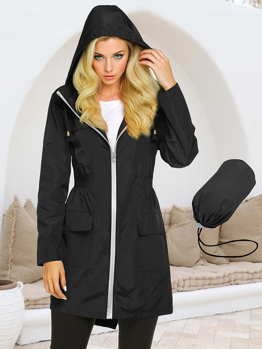 Women's Versatile Denim Zip-Up Coat – Black option – main product image