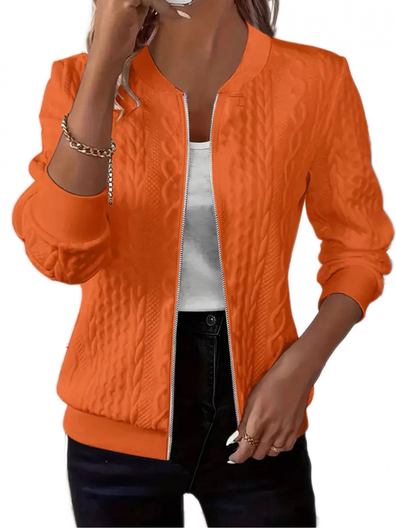 Women's Versatile Denim Zip-Up Jacket – 3-Color Selection detail view