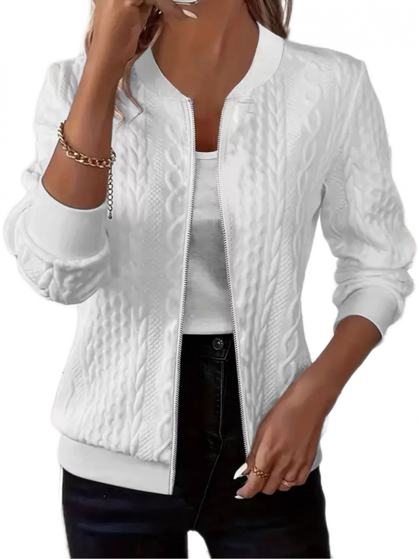 Women's Versatile Denim Zip-Up Jacket – 3-Color Selection detail view