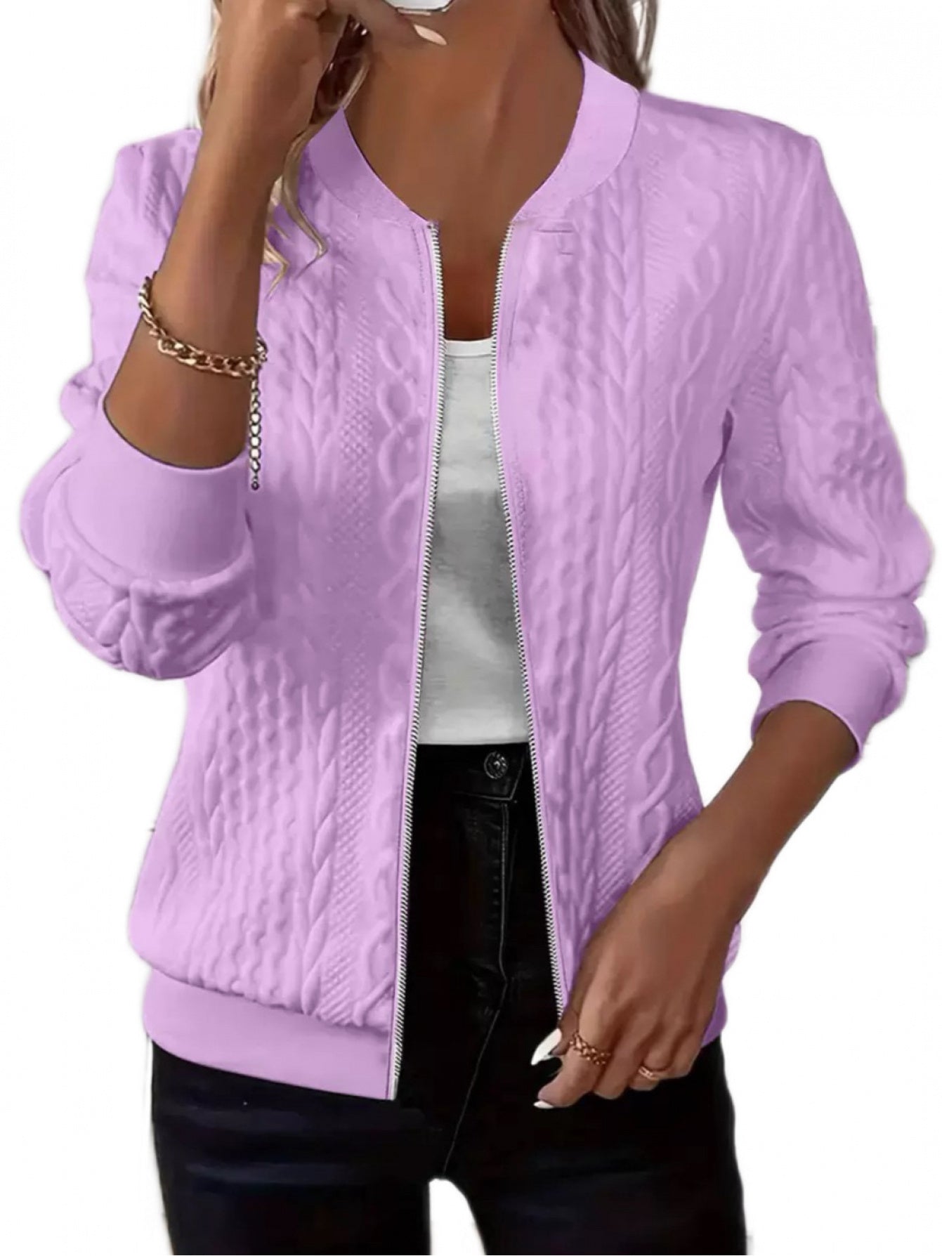 Women's Versatile Denim Zip-Up Jacket – 3-Color Selection detail view