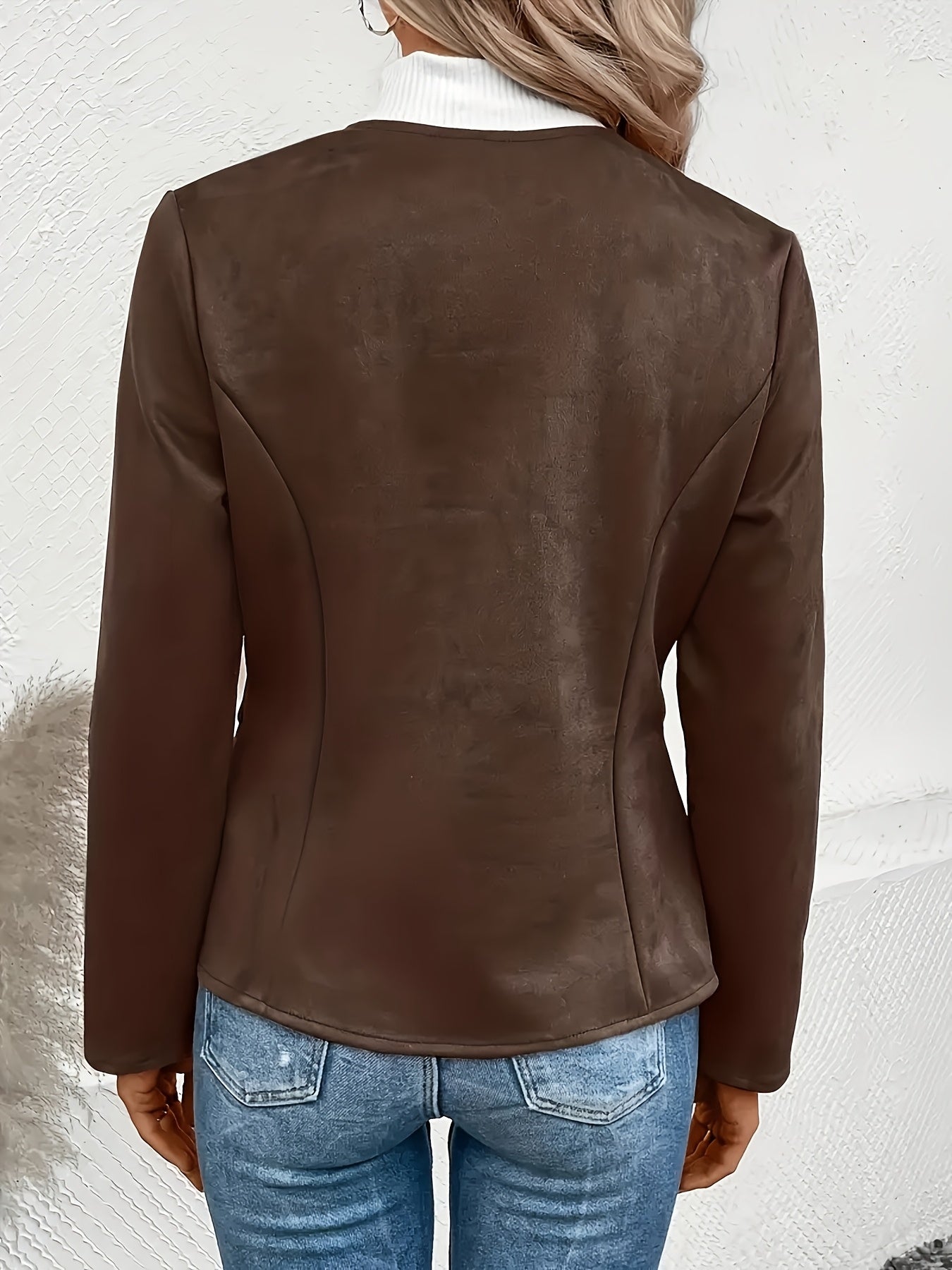 Women's Versatile Denim Zip-Up Jacket – Black / Pink detail view
