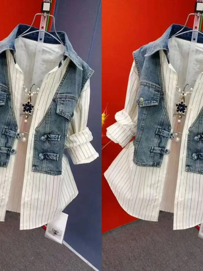 Women's Versatile Denim Zip-Up Shacket detail view