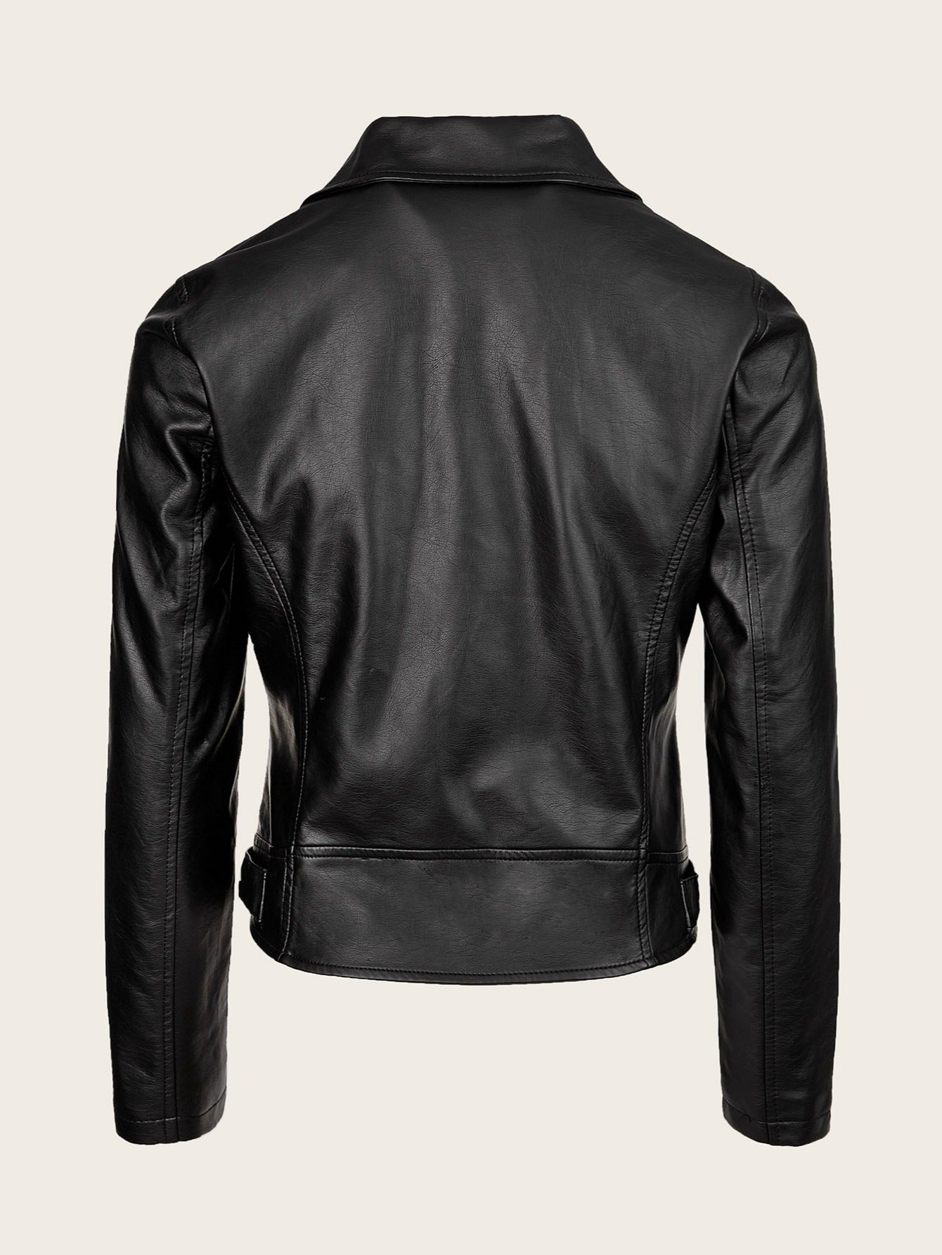 Women's Versatile Faux Leather Zip-Up Jacket detail view