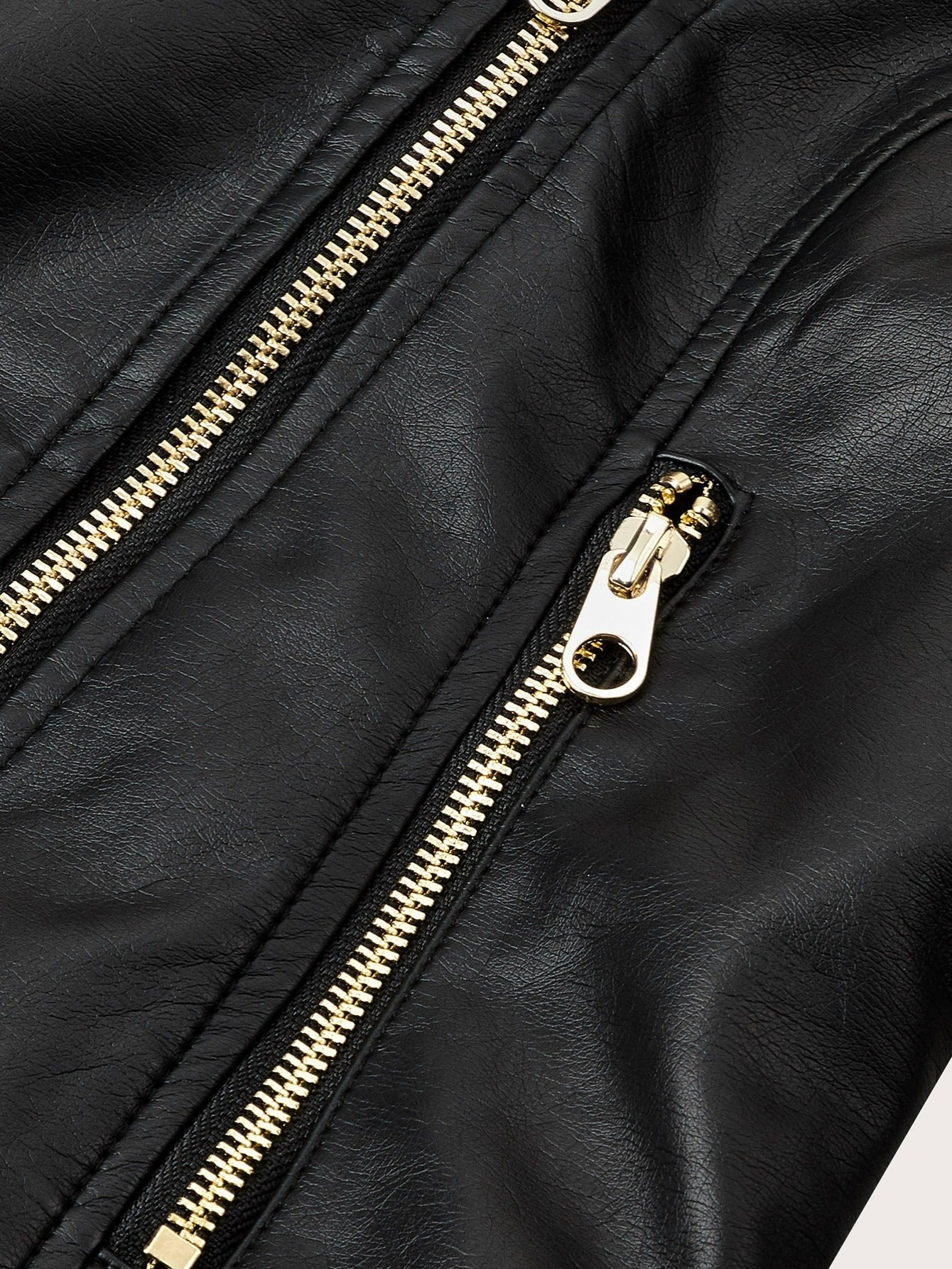 Women's Versatile Faux Leather Zip-Up Jacket detail view