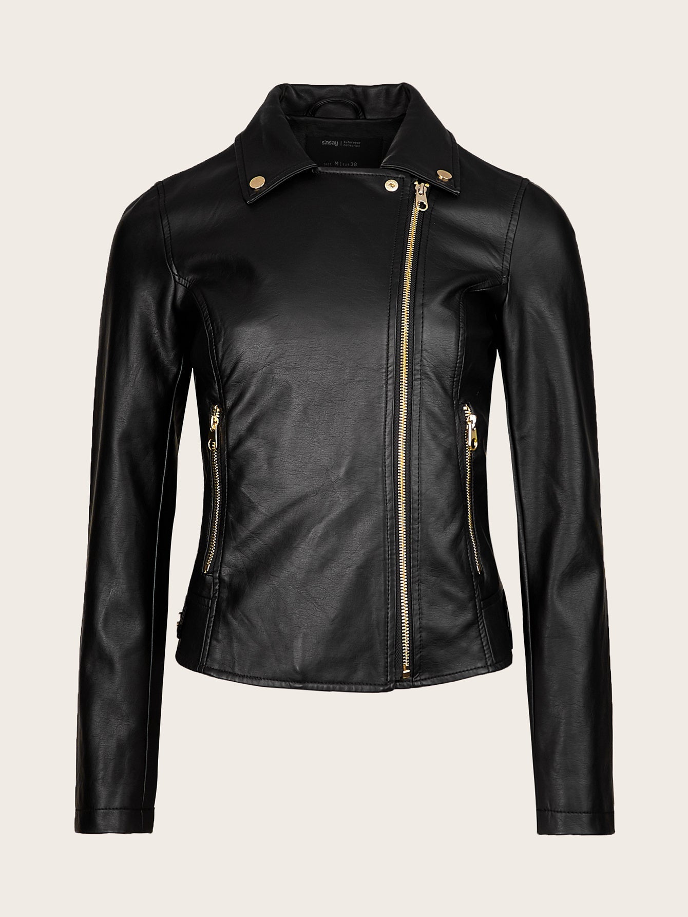 Women's Versatile Faux Leather Zip-Up Jacket detail view
