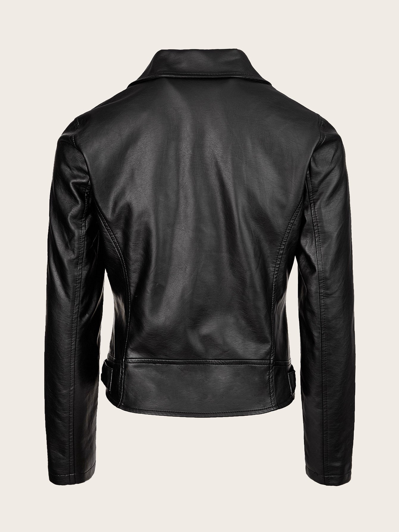 Women's Versatile Faux Leather Zip-Up Jacket detail view