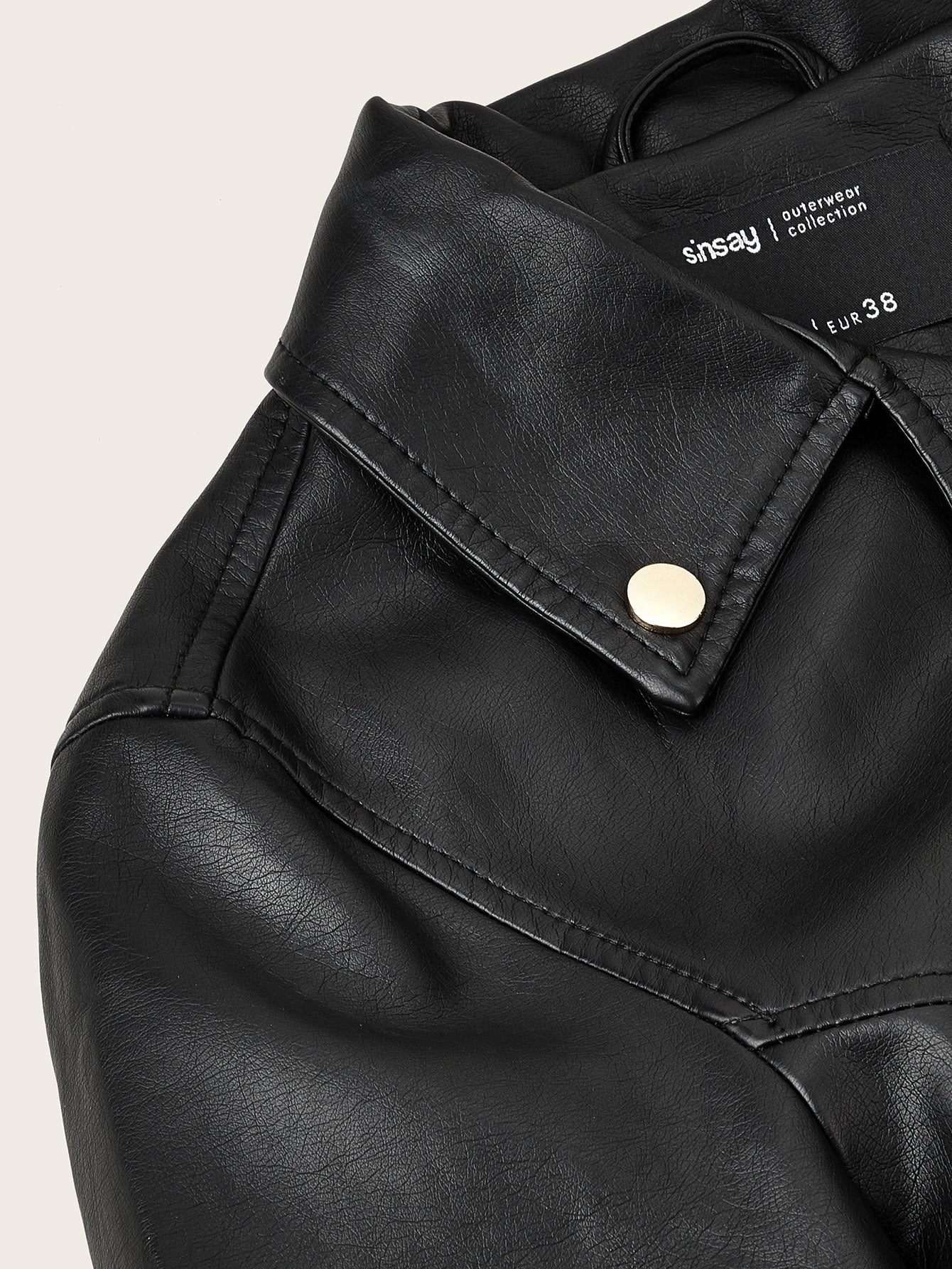 Women's Versatile Faux Leather Zip-Up Jacket detail view