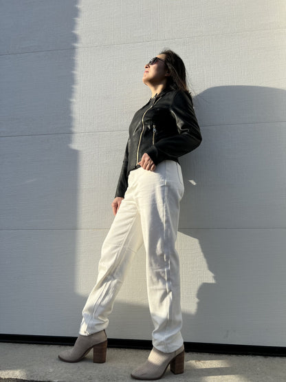 Women's Versatile Faux Leather Zip-Up Jacket detail view