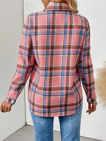 Women's Versatile Fleece Plaid Jacket detail view