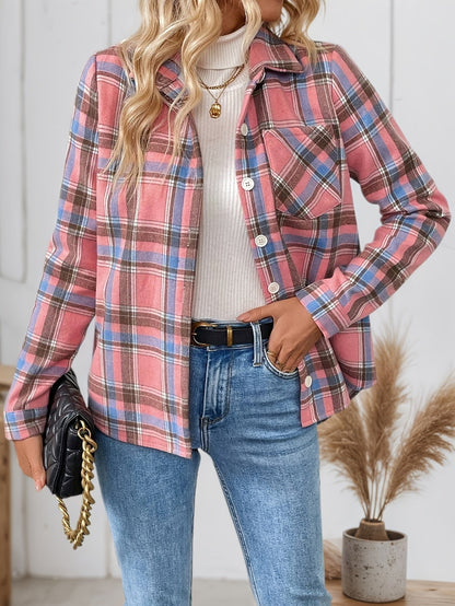 Women's Versatile Fleece Plaid Jacket detail view