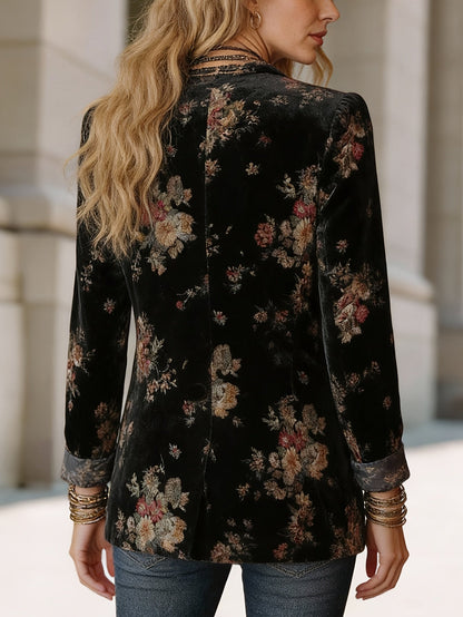 Women's Versatile Floral Double-Breasted Blazer detail view