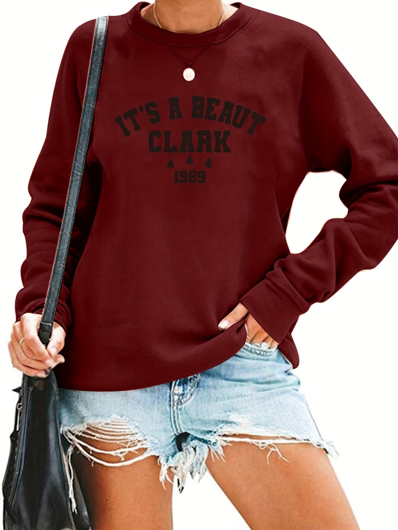 Women's Versatile Graphic Pullover Hoodie – Red / Green detail view