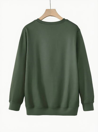 Women's Versatile Graphic Pullover Sweatshirt – Red / Black detail view