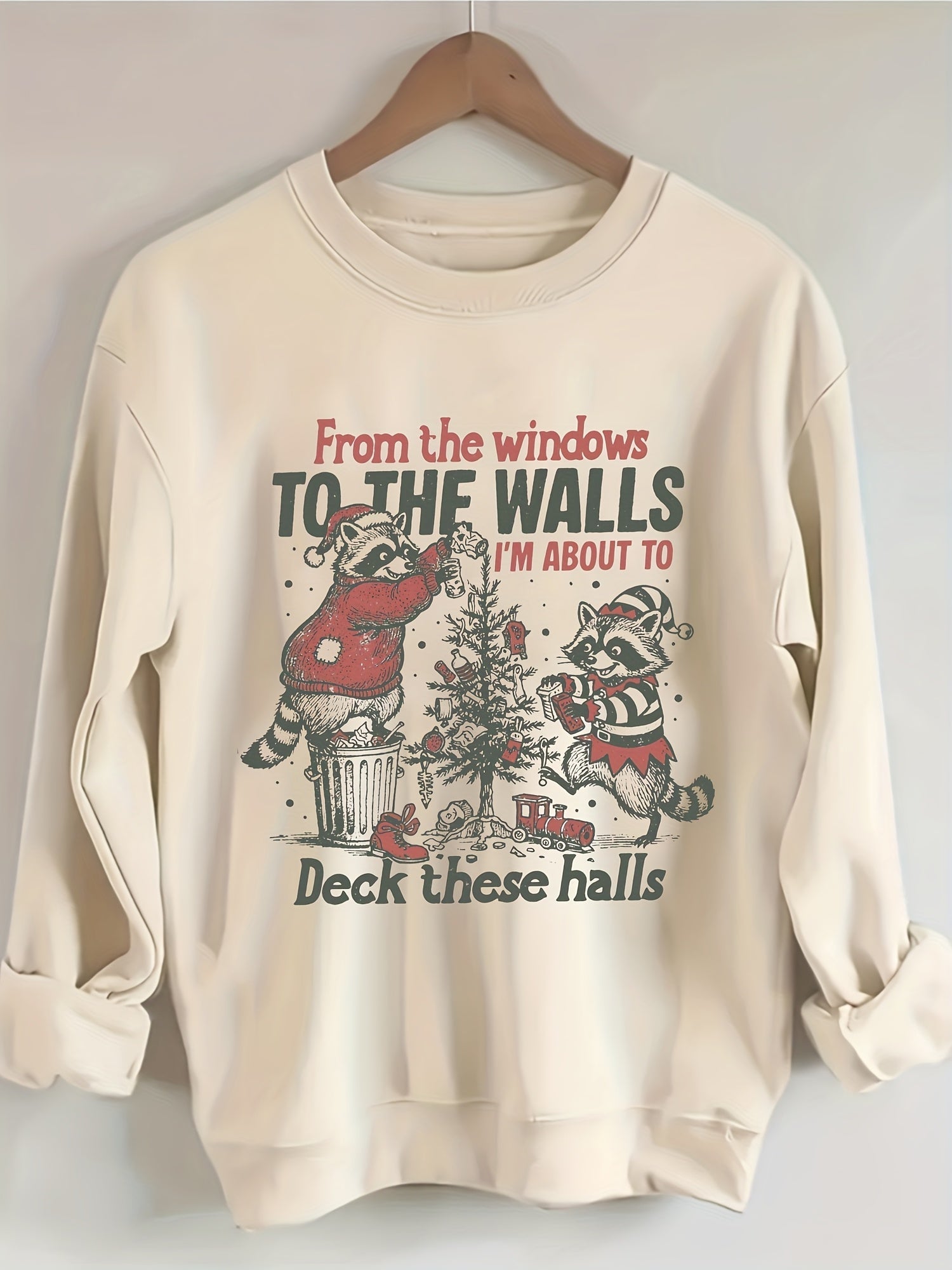 Women's Versatile Graphic Pullover Sweatshirt – Red / Black detail view
