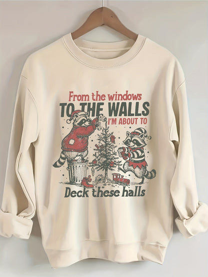 Women's Versatile Graphic Pullover Sweatshirt – Red / Black – Red option – view 2