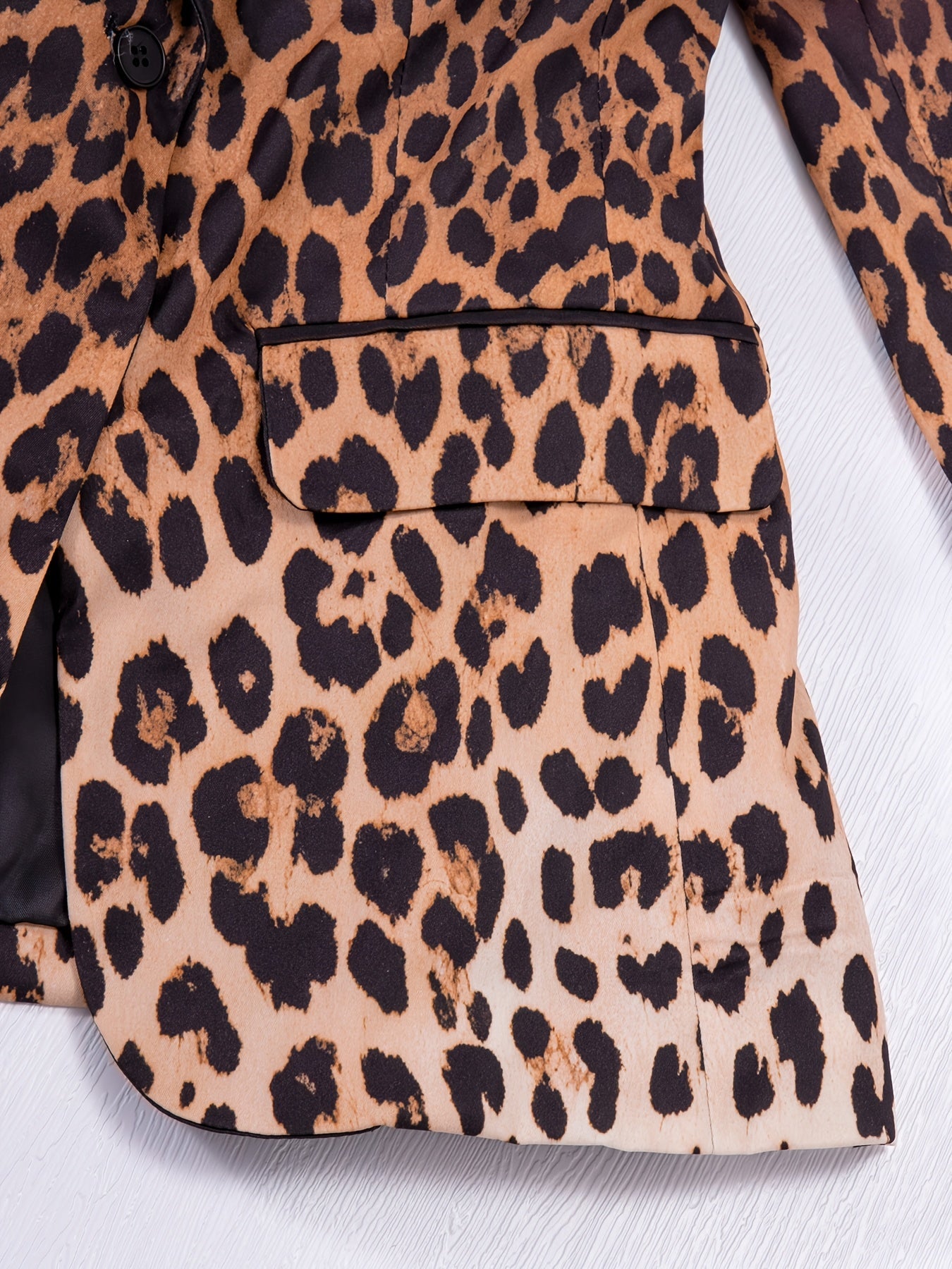 Women's Versatile Leopard Print Button-Front Blazer detail view