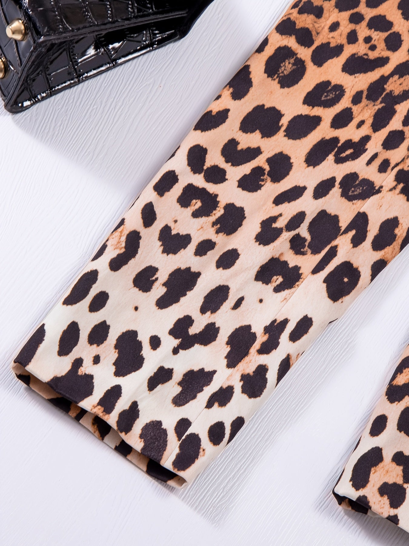 Women's Versatile Leopard Print Button-Front Blazer detail view