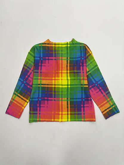 Women's Versatile Plaid Button-Front Cardigan detail view