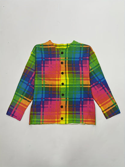 Women's Versatile Plaid Button-Front Cardigan detail view