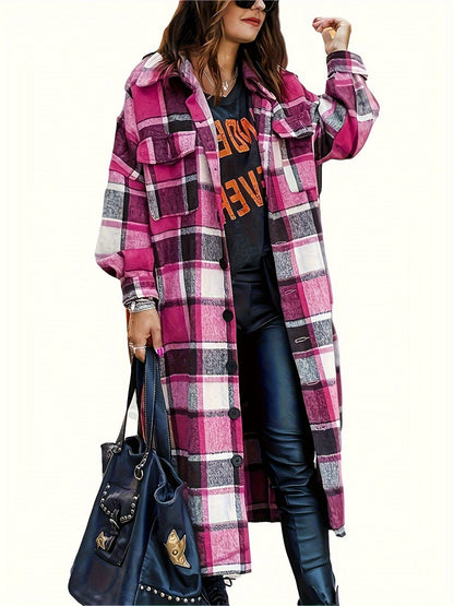 Women's Versatile Plaid Pullover Coat detail view