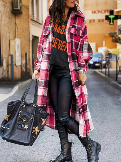 Women's Versatile Plaid Pullover Coat detail view