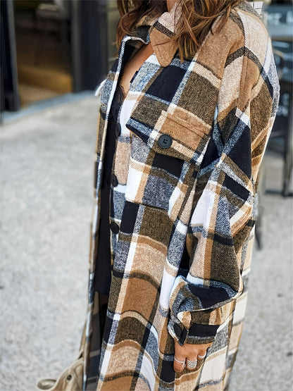 Women's Versatile Plaid Pullover Coat detail view