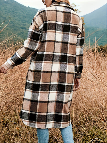 Women's Versatile Plaid Pullover Coat detail view