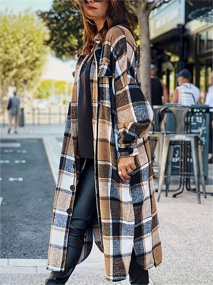 Women's Versatile Plaid Pullover Coat detail view