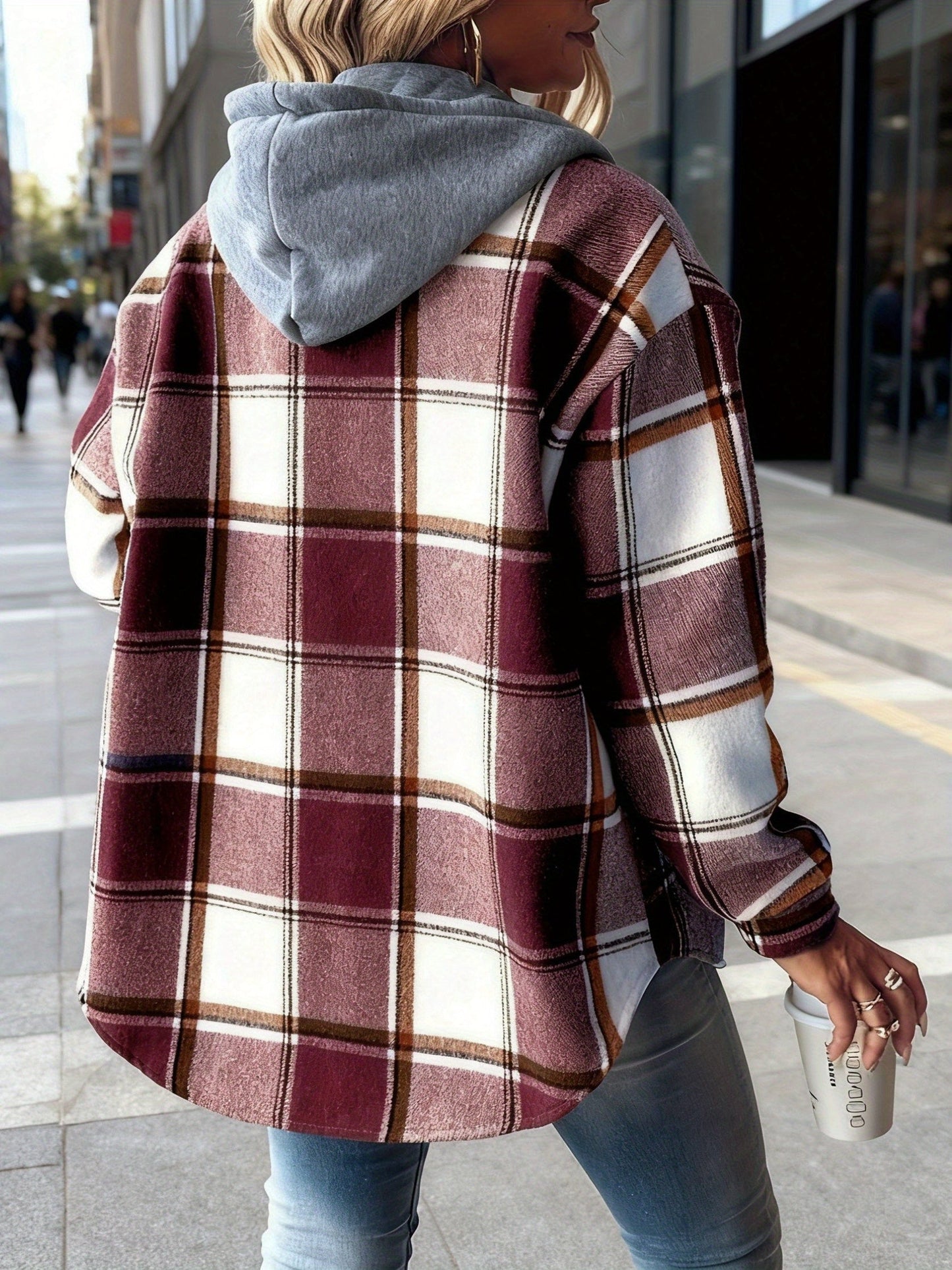 Women's Versatile Plaid Single-Breasted Jacket detail view