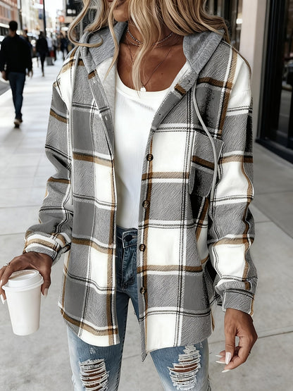 Women's Versatile Plaid Single-Breasted Jacket detail view