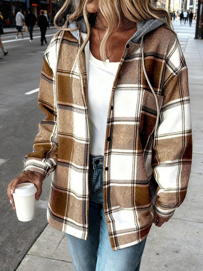 Women's Versatile Plaid Single-Breasted Jacket – Black option – view 4