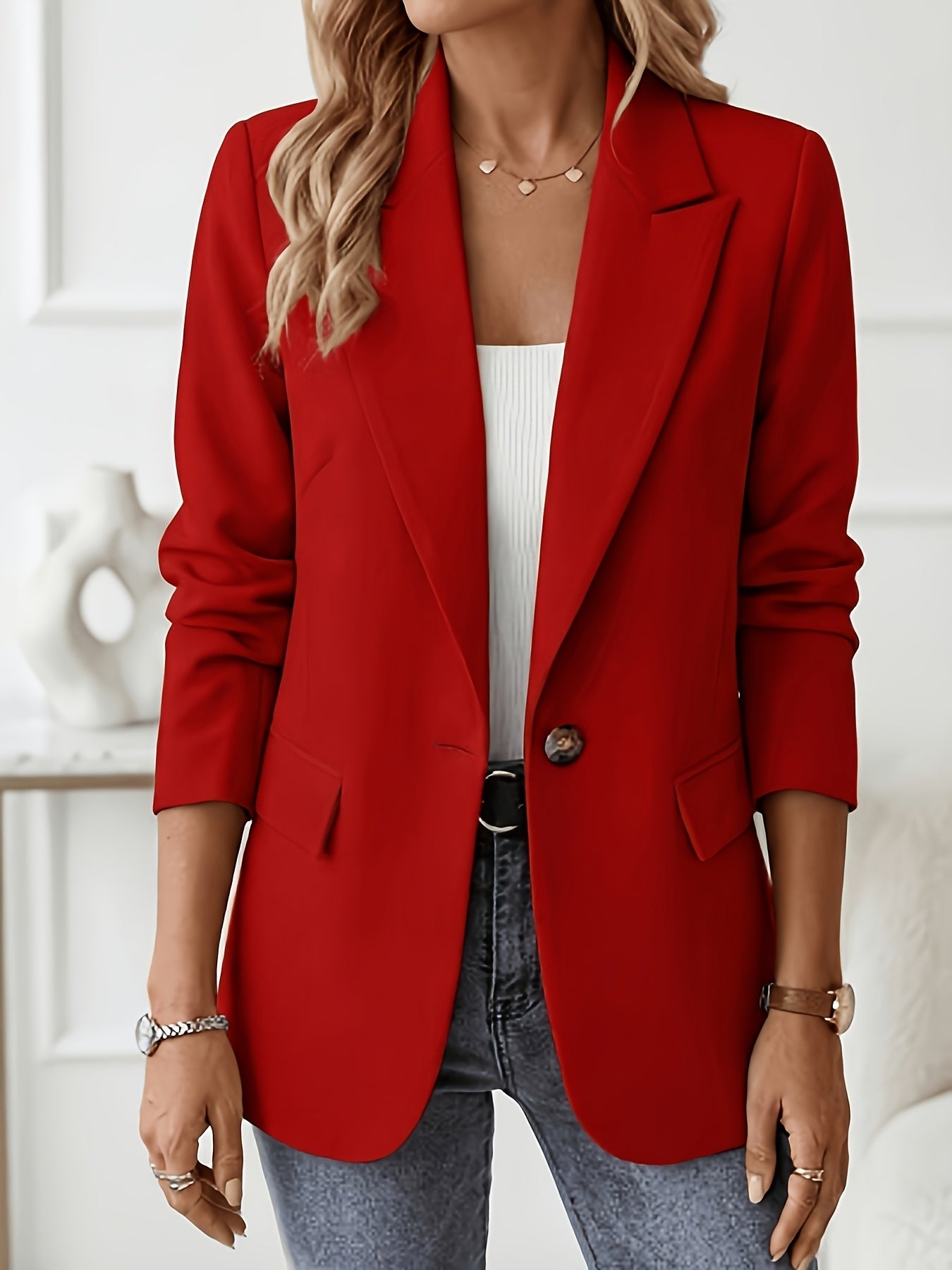 Women's Versatile Pullover Blazer – Apricot / Khaki – Apricot option – view 3