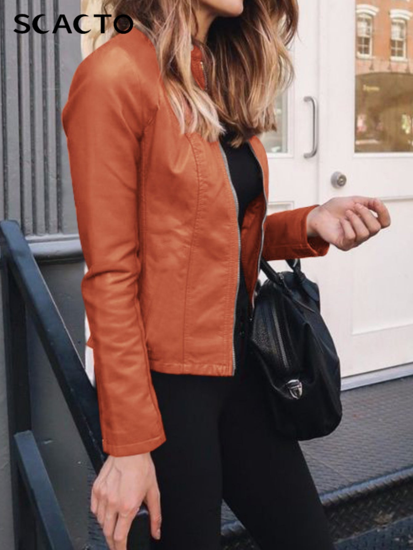 Women's Versatile Pullover Blazer – Orange / Green detail view