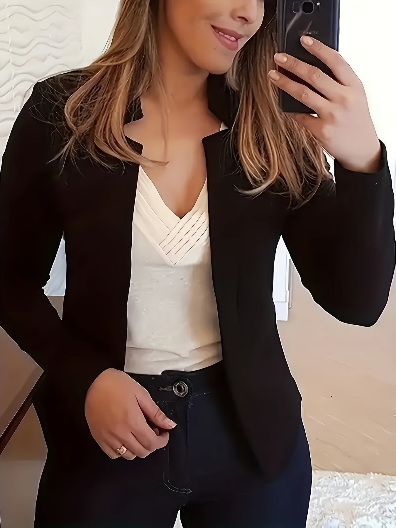 Women's Versatile Pullover Blazer – White / Red detail view