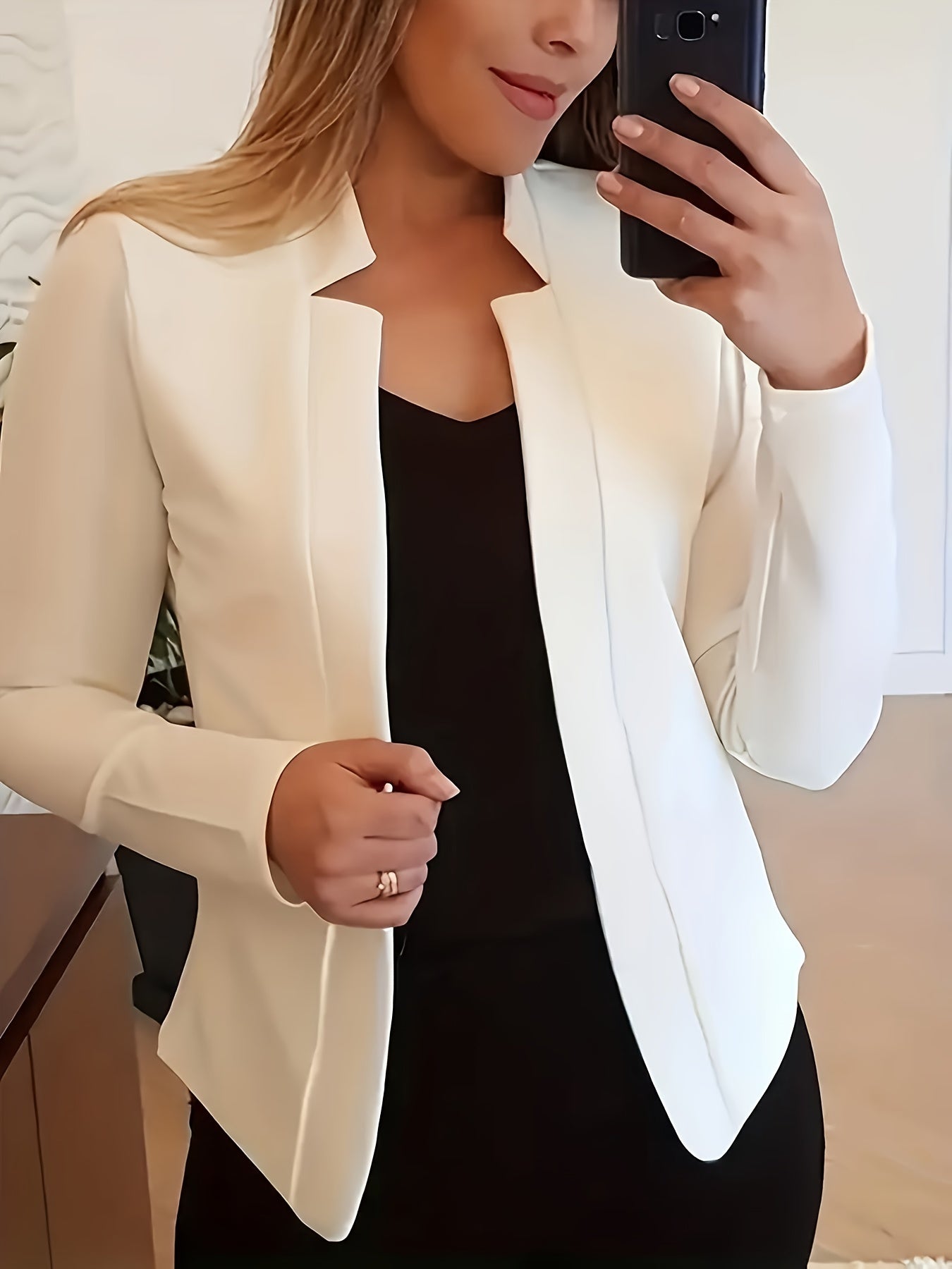 Women's Versatile Pullover Blazer – White / Red detail view