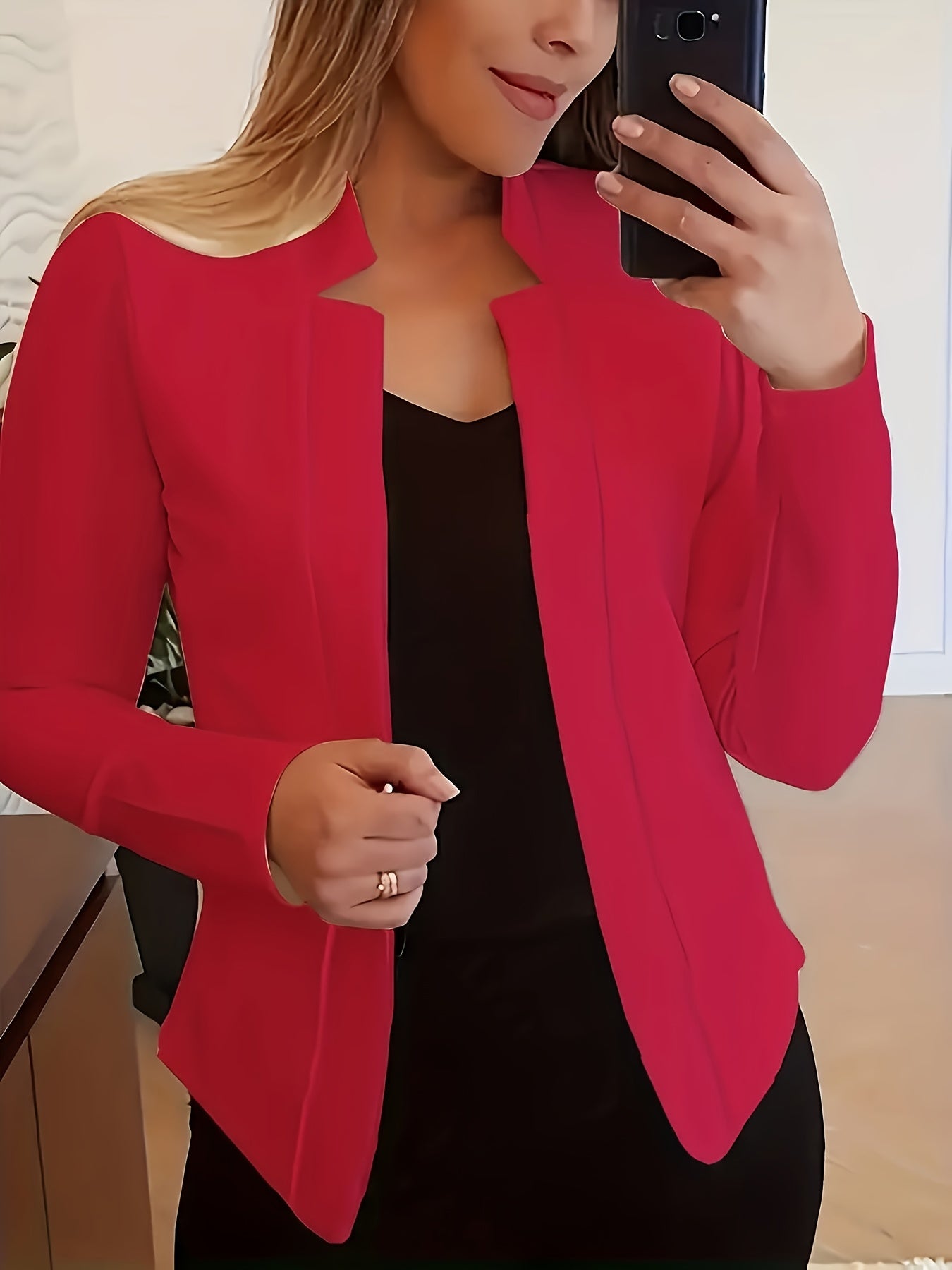 Women's Versatile Pullover Blazer – White / Red detail view