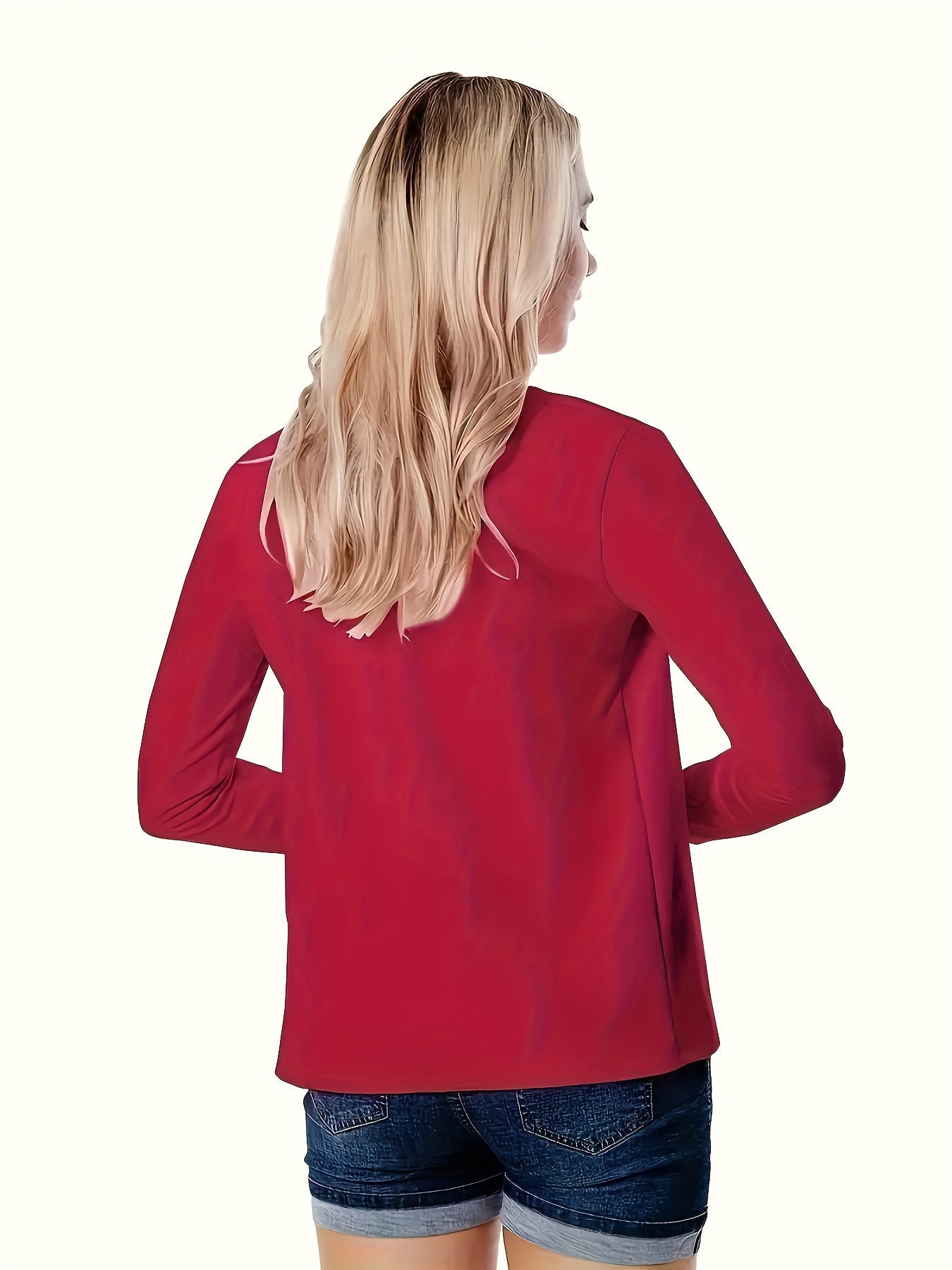 Women's Versatile Pullover Blazer – White / Red detail view