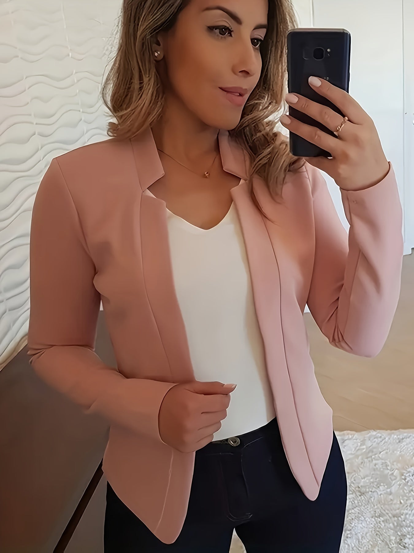 Women's Versatile Pullover Blazer – White / Red detail view