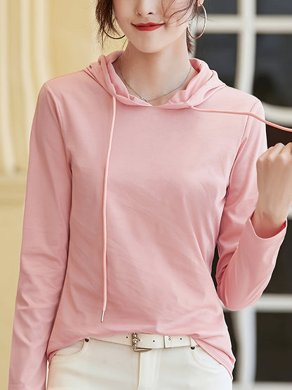 Women's Versatile Pullover Hoodie – Black / Peach – main product image