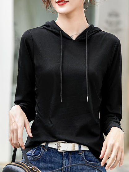 Women's Versatile Pullover Hoodie – Black / Peach detail view