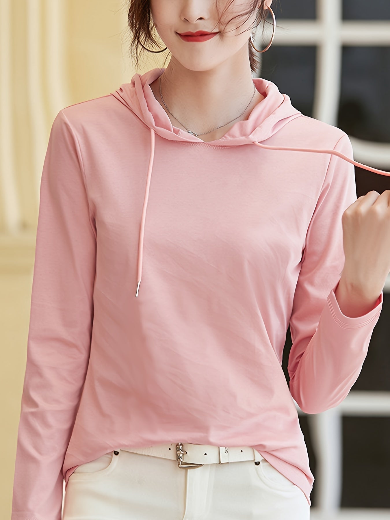 Women's Versatile Pullover Hoodie – Black / Peach detail view