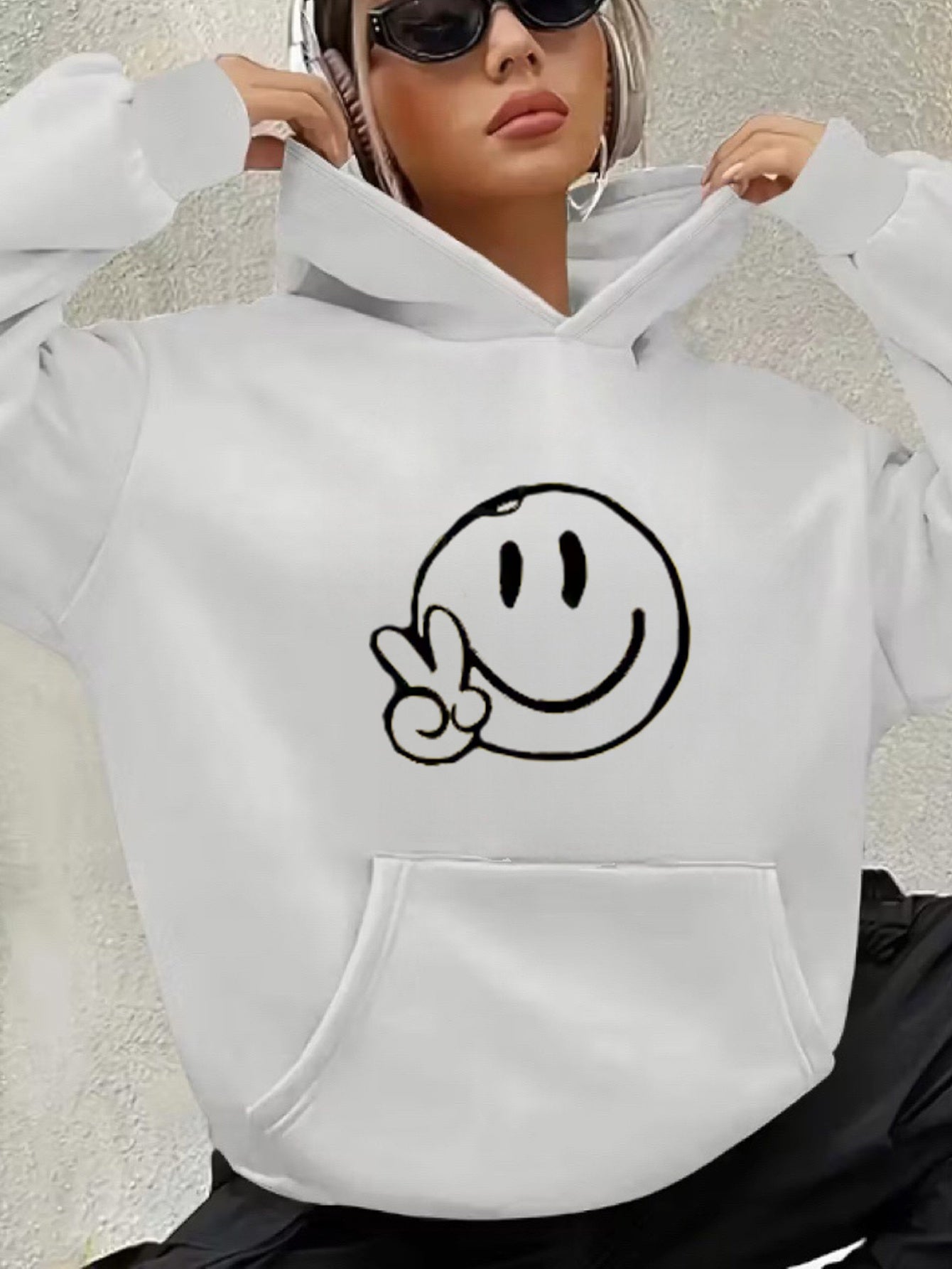Women's Versatile Pullover Hoodie – White Colorway 02469 detail view