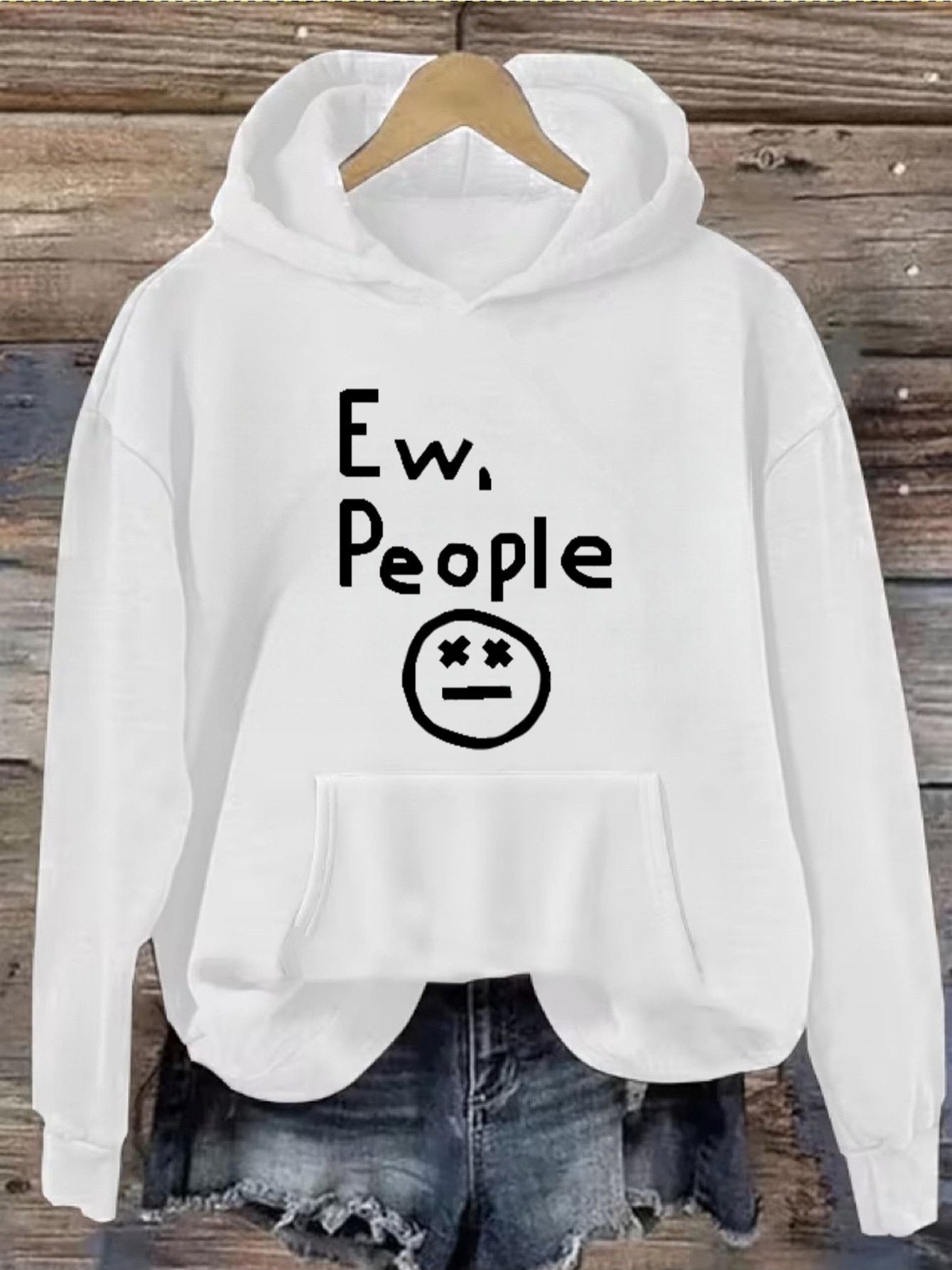 Women's Versatile Pullover Hoodie – White Colorway 03557 detail view