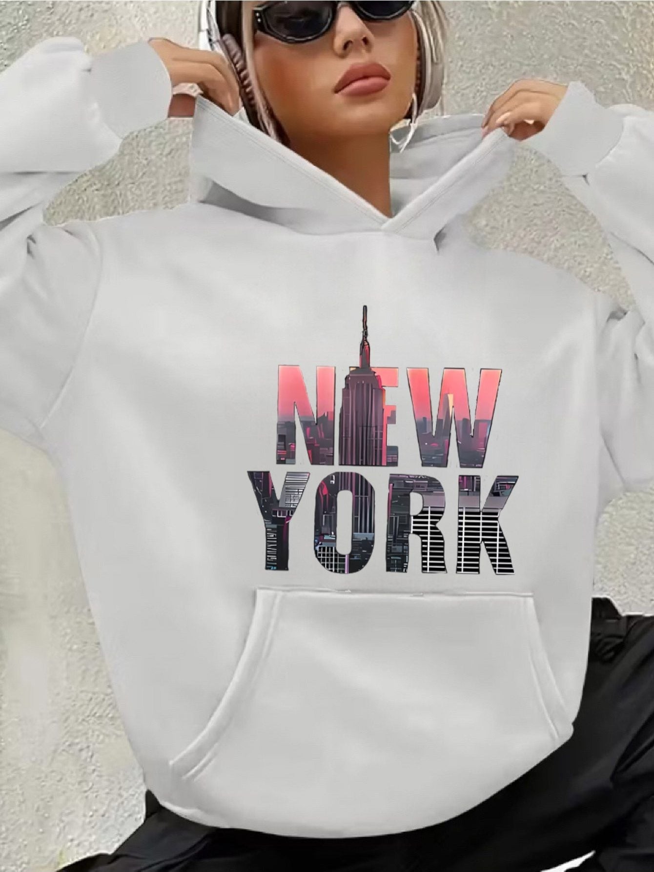 Women's Versatile Pullover Hoodie – White Colorway 60069 detail view