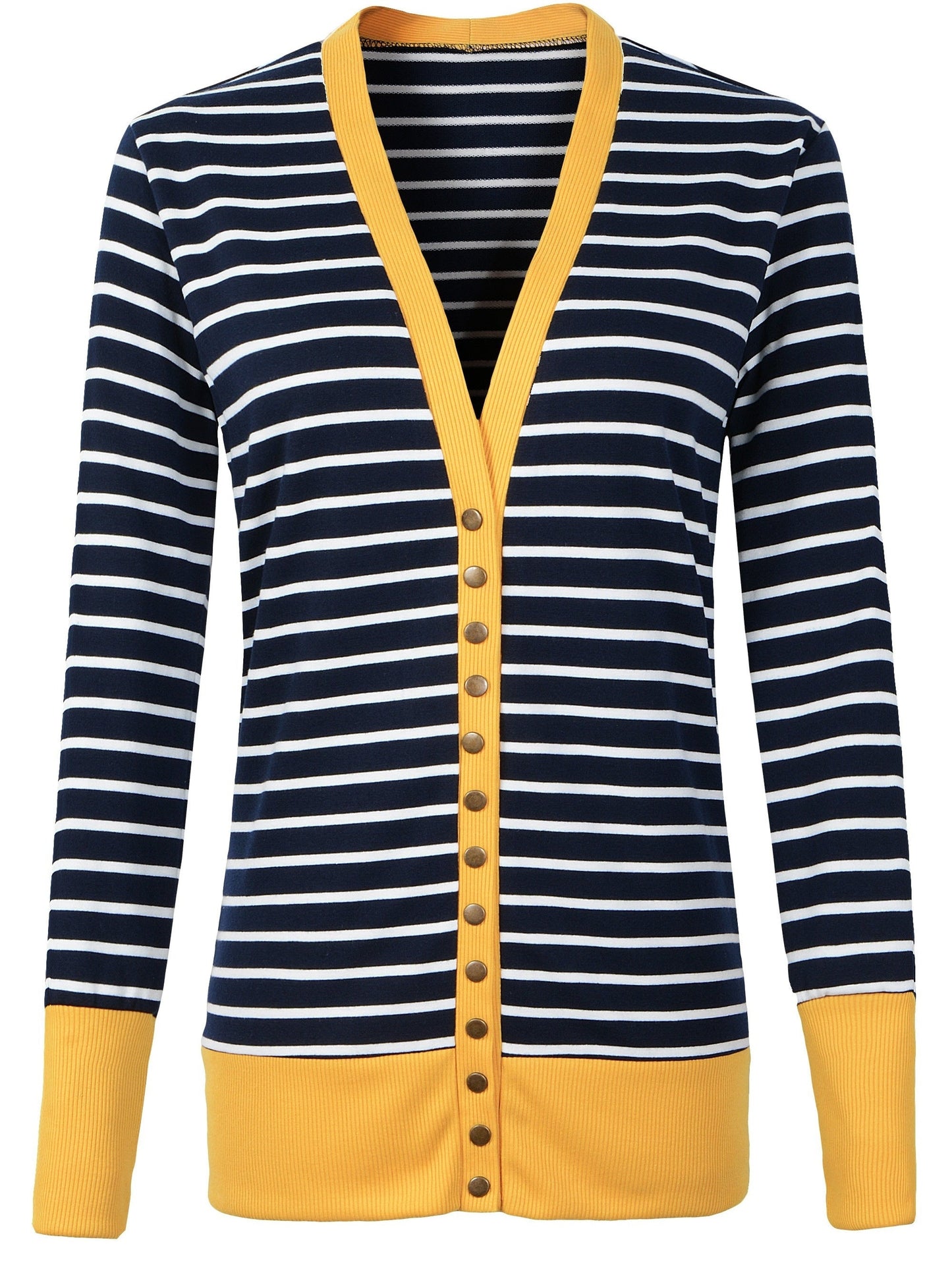Women's Versatile Striped Button-Front Cardigan detail view