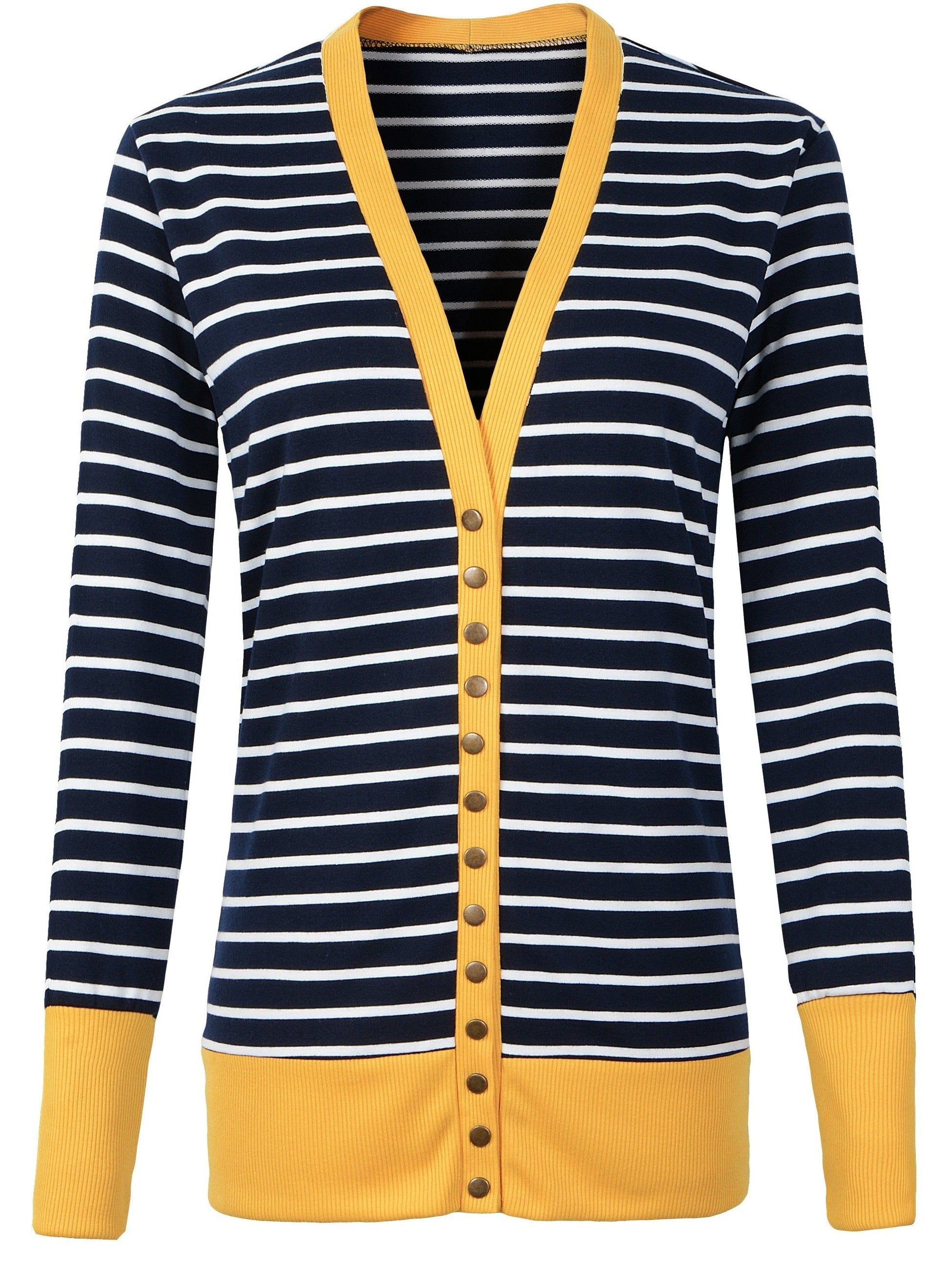 Women's Versatile Striped Button-Front Cardigan detail view