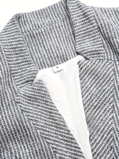 Women's Versatile Striped Zip-Up Coat detail view