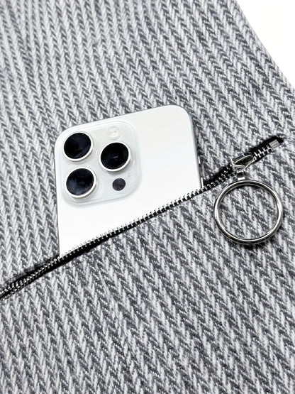 Women's Versatile Striped Zip-Up Coat detail view