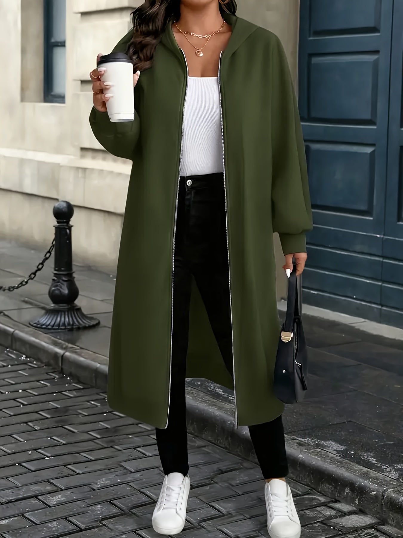 Women's Versatile Zip-Up Coat – Grey / Khaki – view 11