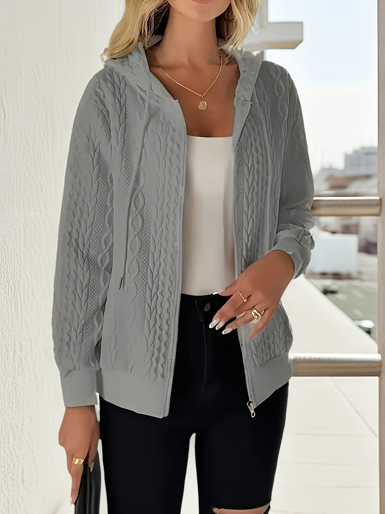 Women's Versatile Zip-Up Hoodie – 3-Color Selection detail view